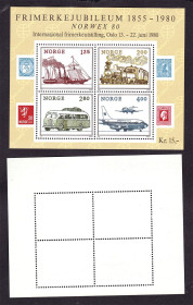 Транспорт Транспорт ^/--/^ Авиация . Норвегия 1980 г  MNH - блок - транспорт - марка на марке ^_^^^ Норвегія 1980 MNH - блок - транспорт - марка на марці - фото фото фото