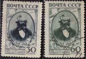 СРСР - СССР - ^/--/^ СССР. 125-летие со дня рождения Карла Маркса  (серия)* и # 1943 г. ^_^^^ СРСР. 125-річчя від дня народження Карла Маркса (серія) * і # 1943 р. - фото фото фото