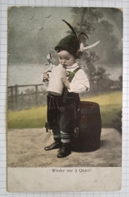 Листи, фото Письма, фото ^/--/^ Поштова картка листівка Пиво Знову лише 3 чверті 1910 р. Німеччина Sb /--/ 03 ^_^^^ Почтовая карточка листовка Пиво Снова лишь 3 четверти 1910 г. Германия Sb /--/ 03 - фото фото фото