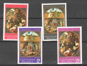 Мистецтво Искусство ^/--/^ NM  ст. Киттс Невис Ангилья 1968 г  MNH - Рождество ^_^^^ NM ст. Кіттс Невіс Ангілья 1968 р MNH - Різдво - фото фото фото