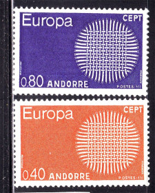 Малі Держави Європи Малые Государства Европы ^/--/^ Андорра  RF  1970 г  MNH - EUROPA СЕРТ - ^_^^^ Андорра RF 1970 MNH - EUROPA СЕРТ - фото фото фото