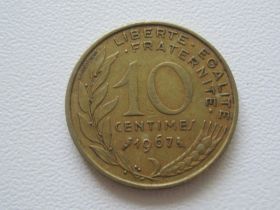 Франція Франция ^/--/^ Франция 10 сантимов 1967 года 26588 ^_^^^ Франція 10 сантимів 1967 року 26588 - фото фото фото