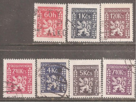 Чехословаччина Чехословакия ^/--/^ Чехословакия 1947 Sc.о /--/ 8,о /--/ 10-о /--/ 15,о /--/ 7 гаш. н/серия 7 из 8 ^_^^^ Чехословаччина 1947 Sc.о /--/ 8,о /--/ 10-о /--/ 15,о /--/ 7 гаш. н/серія 7 з 8 - фото фото фото