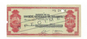 Інше Другое ^/--/^ Specimen образец дорожный чек 500 франков Бельгия ^_^^^ Specimen зразок дорожній чек 500 франків Бельгія - фото фото фото