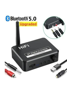 Кабелі, адаптери Кабели, адаптеры ^/--/^ Bluetooth 5,0 цифро-аналоговый преобразователь. AUX, ресивер, Toslink ^_^^^ Bluetooth 5,0 цифро-аналоговий перетворювач. AUX, ресівер, Toslink - фото фото фото