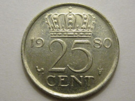 Нідерланди Нидерланды ^/--/^ Нидерланды 25 центов 1980 года 38639 ^_^^^ Нідерланди 25 центів 1980 року 38639 - фото фото фото