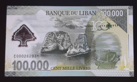 Ліван Ливан ^/--/^ Ліван Ливан 100000 ливр 2020 ювілейна юбилейная UNC корабль ^_^^^ Ливан Ливан 100000 ливр 2020 юбилейная юбилейная UNC корабль - фото фото фото
