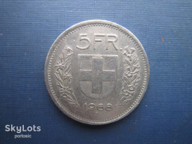 Швейцарія Швейцария ^/--/^ Монета 5 франков Швейцария 1968 ^_^^^ Монета 5 франків Швейцарія 1968 - фото фото фото