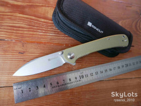 Ножі, мультітули Ножи, мультитулы ^/--/^ Sencut Scepter SA /--/ 03 /--/ E, Micarta Olive, 9 /--/ Cr /--/ 18 /--/ MoV Stonewash, Caged Ceramic Ball Bearing, Outdoor, Flipper, EDC, Liner Lock - фото фото фото