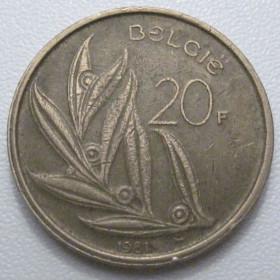 Бельгія Бельгия ^/--/^ Бельгія 20 франків 1981 року Belgie 42922 ^_^^^ Бельгия 20 франков 1981 года Belgie 42922 - фото фото фото