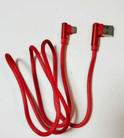 Кабелі Кабели ^/--/^ Кабель USB — Type-C з функцією швидкого заряджання ткане обплетення кутовий USB to Type-C червоний 1 м ^_^^^ Кабель USB — Type-C с функцией быстрого заряжания тканет обплетение угловой USB to Type-C красный 1 м - фото фото фото