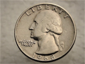 Обігові Обиходные ^/--/^ 1/4 доллара 1968 рік Квотер   (Вашингтон) США  (174) ^_^^^ 1/4 доллара 1968 год Квотер (Вашингтон) США (174) - фото фото фото