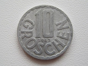 Австрія Австрия ^/--/^ Австрия 10 грошей 1963 года 19932 ^_^^^ Австрія 10 грошей 1963 19932 - фото фото фото
