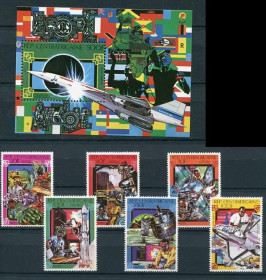 Освоєння космосу Освоение космоса ^/--/^ ЦАР  Central African Republic Space 1980 Mi 688-693 /--/ A Bl 90 /--/ A Europe-Africa cooperation MNH ^_^^^ Central African Republic Space 1980 Mi 688-693 /--/ A Bl 90 /--/ A Europe-Africa cooperation MNH - фото фото фото