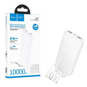 Зовнішні акумулятори (Power Bank) Внешние аккумуляторы (Power Bank) ^/--/^ Power bank Hoco J /--/ 163 10000 mAh з вбудованими кабелями повербанк White ^_^^^ Power bank Hoco J /--/ 163 10000 mAh со встроенными кабелями повербанк White - фото фото фото