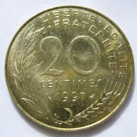 Франція Франция ^/--/^ Франція 20 сантимів 1997 року #6 /--/ П /--/ 1432 ^_^^^ Франция 20 сантимов 1997 года #6 /--/ П /--/ 1432 - фото фото фото