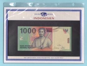 Індонезія Индонезия ^/--/^ ИНДОНЕЗИЯ банкнота 1000 Rupiah UNC из серии «Das Geld Der Welt» + сертификат + альбомный лист ^_^^^ ІНДОНЕЗІЯ банкнота 1000 Rupiah UNC із серії «Das Geld Der Welt» + сертифікат + альбомний лист - фото фото фото