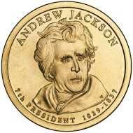 Обігові Обиходные ^/--/^ 1 Доллар Эндрю Джексон Jackson США UNC 2008 D ^_^^^ Долар Ендрю Джексон Jackson США UNC 2008 D - фото фото фото