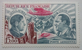 Франція Франция ^/--/^ Франция 1973 Анри Гийоме и Поль Кодос, летчики, MNH ^_^^^ Франція 1973 Анрі Гійоме і Поль Кодос, льотчики, MNH - фото фото фото