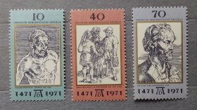 Мистецтво Искусство ^/--/^ ГДР 1971 г - 500-летие со дня рождения Альбрехта Дюрера, негаш ^_^^^ НДР 1971 р - 500-річчя від дня народження Альбрехта Дюрера, негаш - фото фото фото
