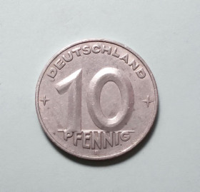 НДР, ФРН ГДР, ФРГ ^/--/^ Германия ГДР 10 пфеннигов 1952 Е ^_^^^ Німеччина НДР 10 пфенігів 1952 Е - фото фото фото