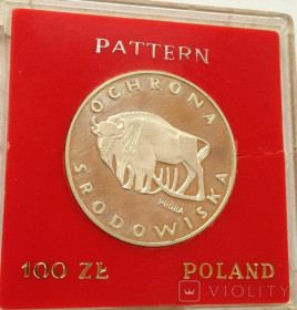 - року - года ^/--/^ 100 злотых, 1977 г, Бизон, проба, редкая, серебро ^_^^^ 100 злотих, 1977 р, Бізон, проба, рідкісна, срібло - фото фото фото