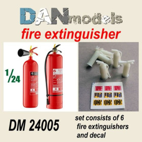 Аксесуари Аксессуары ^/--/^ Danmodel 24005 -  набор огнетушителей в ассортименте. 6 шт. смола+декаль 1/24 ^_^^^ Danmodel 24005 - набір вогнегасників в асортименті. 6 шт. смола+декаль 1/24 - фото фото фото