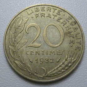 Франція Франция ^/--/^ Франція 20 сантимів 1982 року 42060 ^_^^^ Франция 20 сантимов 1982 года 42060 - фото фото фото
