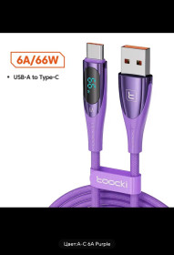 Кабелі Кабели ^/--/^ Кабель Toocki Fast Charge Cable USB for Type-C  6 /--/ А 66 /--/ W с дисплеем 2 /--/ м ^_^^^ Кабель Toocki Fast Charge Cable USB for Type-C 6 /--/ А 66 /--/ W 2 /--/ м - фото фото фото