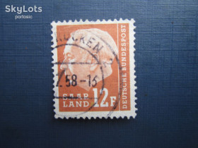 Інше Другое ^/--/^ Марка Германия ФРГ Саар 1957 Президент Теодор Хойсс 12 фр гаш ^_^^^ Марка Німеччина ФРН Саар 1957 Президент Теодор Хойсс 12 фр гаш - фото фото фото