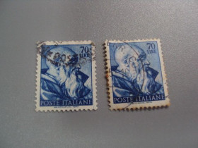 Італія, Ватикан Италия, Ватикан ^/--/^ марки Италия 1961 стандарт искусство фрески микеланджело Сикстинская капелла лот 2 шт гаш №2674 ^_^^^ Італія 1961 стандарт мистецтво фрески мікеланджело Сикстинська капела лот 2 шт гаш No 2674 - фото фото фото