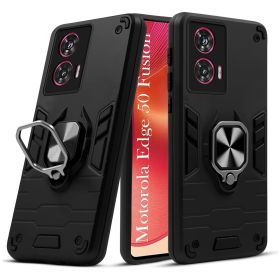 Чохли, бампера Чехлы, бампера ^/--/^ Чохол Fiji Defence для Motorola Edge 50 Fusion протиударний бампер з кільцем підставкою Black - фото фото фото