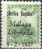 Іспанія Испания ^/--/^ Испания локал Малага 1937 надпечатка не почтовая марка 10 Cts 1 /--/ м. ^_^^^ Іспанія локал Малага 1937 надпечатка не поштова марка 10 Cts 1 /--/ м. - фото фото фото