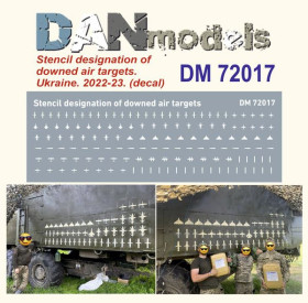 Аксесуари Аксессуары ^/--/^ Danmodel 72017 -Декаль. позначення-трафарет збитих повітряних цілей. 2022-23, 1/72 ^_^^^ Danmodel 72017 - Декаль. обозначение-трафарет сбитых воздушных целей. 2022-23, 1/72 - фото фото фото