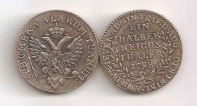 Копії, підробки Копии, подделки ^/--/^ 1/2 Талера 1798 Германия (Пол Талера) ^_^^^ 1/2 Талера 1798 Німеччина (Пол Талера) - фото фото фото