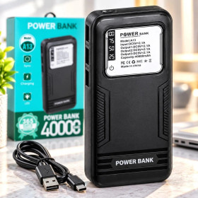 Зовнішні акумулятори (Power Bank) Внешние аккумуляторы (Power Bank) ^/--/^ Павербанк A /--/ 13 на 40000 мА·год  (ємність приблизна, заявлена виробником) — LED-дисплей, 3×USB-виходи, ліхтарик, чорний ^_^^^ Павербанк A /--/ 13 на 40000 мА·ч (емкость приблизительная, заявленная производителем) — LED-дисплей, 3×USB-выходы, фонарик, черный - фото фото фото