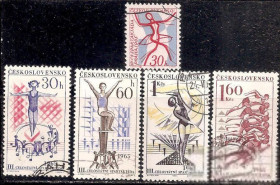 Чехословаччина Чехословакия ^/--/^ Чехословакия 1965 Sc.1273-1277 гаш. ПОЛНАЯ серия ^_^^^ Чехословаччина 1965 Sc.1273-1277 гаш. Повна серія - фото фото фото