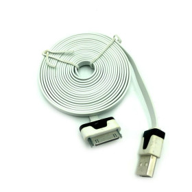 Кабелі Кабели ^/--/^ Дата кабель FLAT iPhone 4 3 /--/ m White   (тех. упаковка) ^_^^^ Дата кабель FLAT iPhone 4 3 /--/ m White (тих. упаковка) - фото фото фото