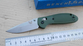 Ножі, мультітули Ножи, мультитулы ^/--/^ Bench MINI GRIPTILIAN 556, Replica, 440 /--/ С Stonewash, Nylon Green, EDC, outdoor, Axis Lock - фото фото фото