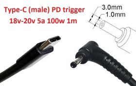Інше Другое ^/--/^ Кабель-переходник триггер PD 18-20 /--/ v Type-C (max 5 /--/ a, 100 /--/ w) на 3.0 /--/ x /--/ 1.0(0.9/1.1)mm 1 /--/ m з USB Type-C (mal - фото фото фото