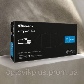 Спецодяг Спецодежда ^/--/^ Рукавички нітрилові MERCATOR, чорні, М (100 /--/ шт/50 /--/ пар) ^_^^^ Рукавички нитриловые MERCATOR, черные, М (100 /--/ шт/50 /--/ пар) - фото фото фото