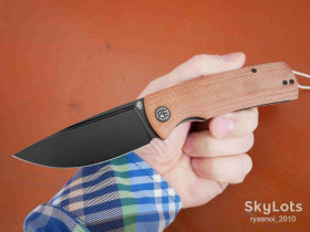 Ножі, мультітули Ножи, мультитулы ^/--/^ Petrified fish PFP /--/ 01 /--/ KMW BELUGA, k /--/ 110 Blackwash, Micarta Brown, Ceramic Ball Bearing, Outdoor, Tactical, EDC, Liner Lock - фото фото фото