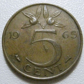 Нідерланди Нидерланды ^/--/^ Нідерланди 5 центів 1965 року 41164 ^_^^^ Нидерланды 5 центов 1965 года 41164 - фото фото фото