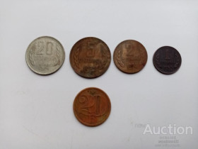 Болгарія Болгария ^/--/^ Болгария набор 5 монет 1,2,5,20 стотинок и Монета 20 гелерів. 1972 рік, Чехословаччина ^_^^^ Болгария набор 5 монет 1,2,5,20 стотинок и Монета 20 гелеров. 1972 год, Чехословакия - фото фото фото