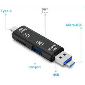 Кардрідери Кардридеры ^/--/^ Картридер универсальный 5 в 1, USB, micro USB, Type C, micro SD ^_^^^ 5 в 1 Micro SD кард-рідер адаптер Тип C Micro USB SD карта пам'яті адаптер для MacBook ноутбука USB 3,0 SDTF - фото фото фото