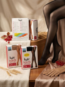 Колготи, колготи Колготки, колготы ^/--/^ Жіночі колготки Kate Tights Satin Shine 15 DEN   (L, 44-46) — Black та Camel - фото фото фото