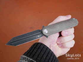 Ножі, мультітули Ножи, мультитулы ^/--/^ TwoSun TS /--/ 52-Micarta, D /--/ 2 Blackwash, Night Morning Design, Flipper, KVT Ceramic Ball Bearing, Outdoor, Tactical, EDC, Liner Lock - фото фото фото