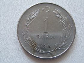Туреччина Турция ^/--/^ Турция 1 лира 1976 года 15066 ^_^^^ Туреччина 1 ліра 1976 року 15066 - фото фото фото