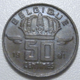 Бельгія Бельгия ^/--/^ Бельгія 50 сантимів 1981 року Belgique 42484 ^_^^^ Бельгия 50 сантимов 1981 года Belgique 42484 - фото фото фото