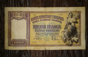 Інші країни Другие страны ^/--/^ Албания 100 франгов 1940. Италия, оккупация. ^_^^^ Албанія 100 франгів 1940. Італія, окупація. - фото фото фото